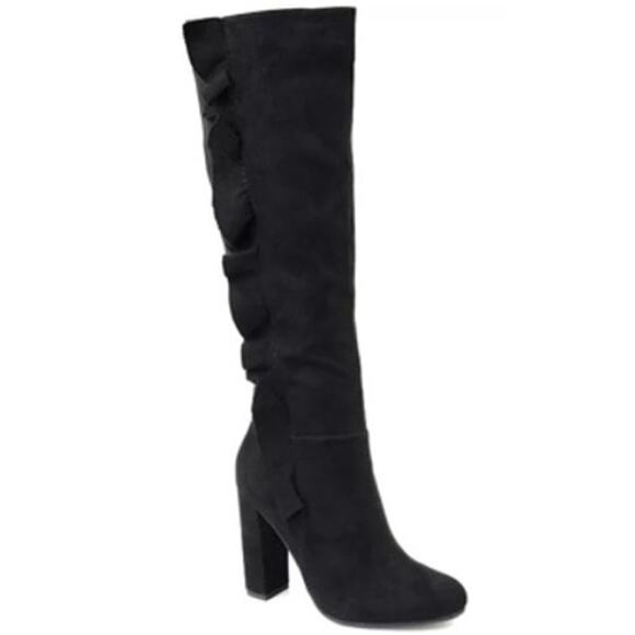 Journee Collection Vivian Wide Calf Microsuede Faux Fur Lined Boots, Size 7.5 - Picture 1 of 7